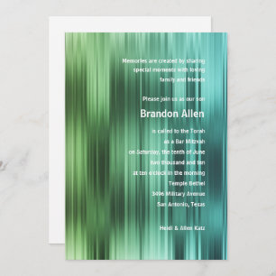 Invitation Bar Mitzvah Green Blue Stripes