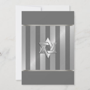 Invitation Bar Mitzvah Gris et Argent Star de David