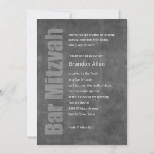 Invitation Bar Mitzvah Grunge Grey