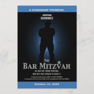 Invitation Bar Mitzvah Invitation Black Navy Blue