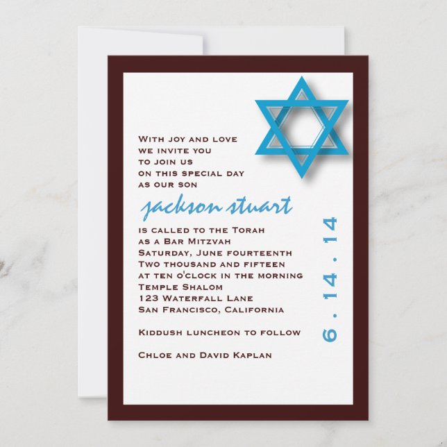 Invitation Bar Mitzvah Jackson (Devant)