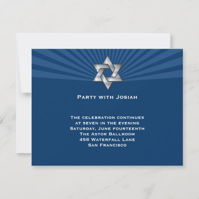 Invitation Bar Mitzvah Josiah Silver Étoile Juive (Devant)