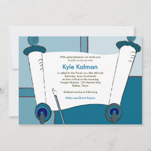 Invitation Bar Mitzvah Kyle Torah Blue