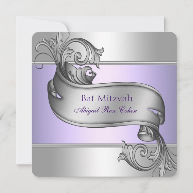 Invitation Bar Mitzvah Lavande Violet (Devant)