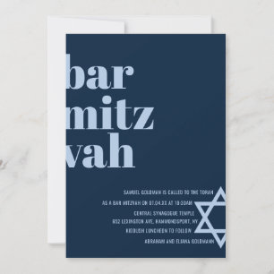 Invitation Bar Mitzvah Lettrage Moderne Gras