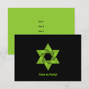 Invitation Bar Mitzvah Lime Green Black Star de David Party