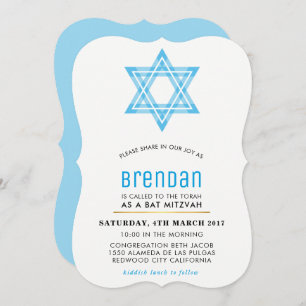 Invitation BAR MITZVAH mignon étoile moderne d'interpolation