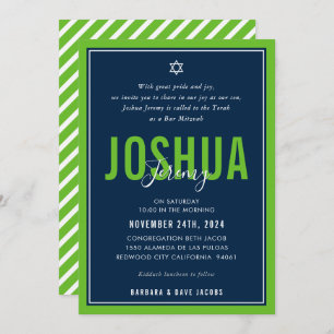 Invitation BAR MITZVAH moderne athlétique garçon nfl marine v