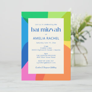 Invitation Bar Mitzvah Moderne de Style Géométrique Coloré
