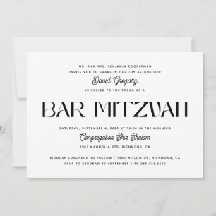 Invitation Bar Mitzvah Moderne   Élégant Minimaliste Juif