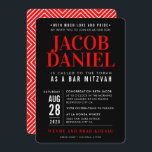 Invitation BAR MITZVAH moderne empilement géométrique noir ro<br><div class="desc">par kat massard >>> WWW.SIMPLYSWEETPAPERIE.COM << - - - - - - - - - - - - - CONTACTEZ-MOI pour aider à équilibrer votre type à la perfection Aimez le design, mais souhaitez voir quelques changements - un autre jeu de couleurs, un autre produit, ajoutez une photo ou adapté...</div>