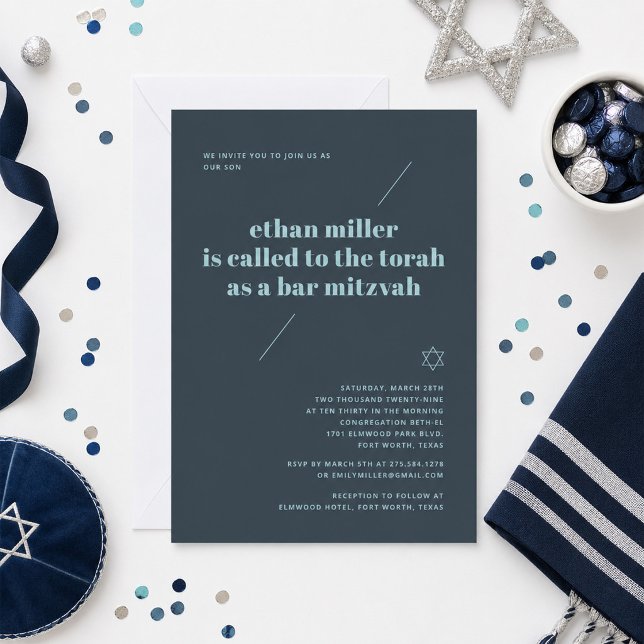 Invitation Bar Mitzvah Moderne Minimaliste (Créateur téléchargé)