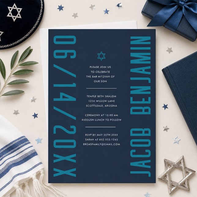 Invitation Bar Mitzvah Moderne Minimaliste (Créateur téléchargé)