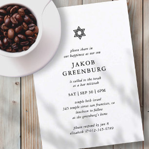 Invitation Bar Mitzvah Moderne Simple Élégant Minimaliste