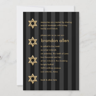Invitation Bar Mitzvah N'importe quelle bande de couleur Gold