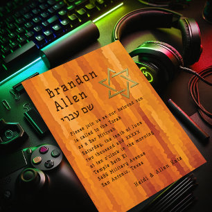 Invitation Bar Mitzvah Orange Streaks