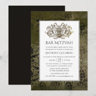 Invitation Bar Mitzvah ornemental vintage damask