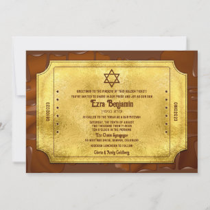 Invitation Bar Mitzvah ou Bat Mitzvah au chocolat Golden Tick