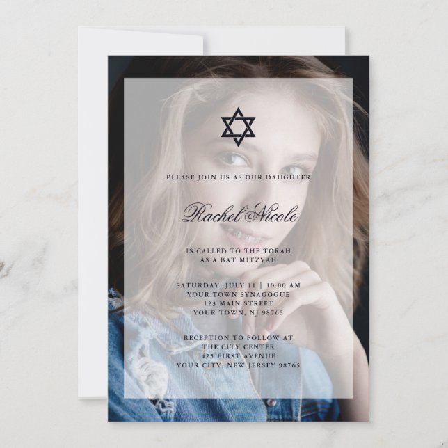 Invitation Bar Mitzvah ou Bat mitzvah| Superposition avec pho (Devant)