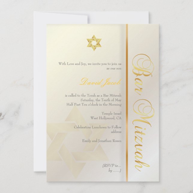 Invitation Bar Mitzvah/perle/or (Devant)
