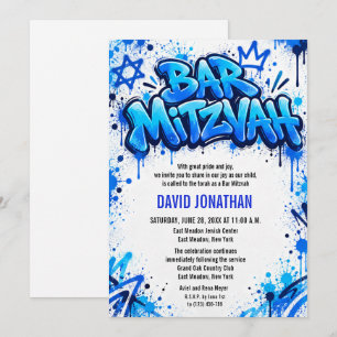 Invitation Bar Mitzvah personnalisé Street Art Graffiti