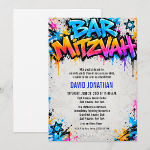 Invitation Bar Mitzvah personnalisé Street Art Graffiti