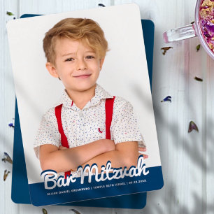Invitation Bar Mitzvah Photo personnalisé moderne