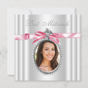 Invitation Bar Mitzvah photo rose et blanche