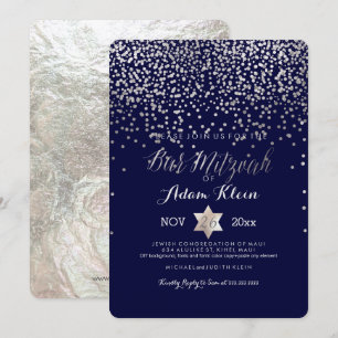 Invitation Bar Mitzvah PixDezines / Confettis Faux Argent