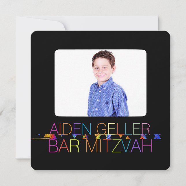 Invitation bar mitzvah PixDezines néons/typographi (Devant)