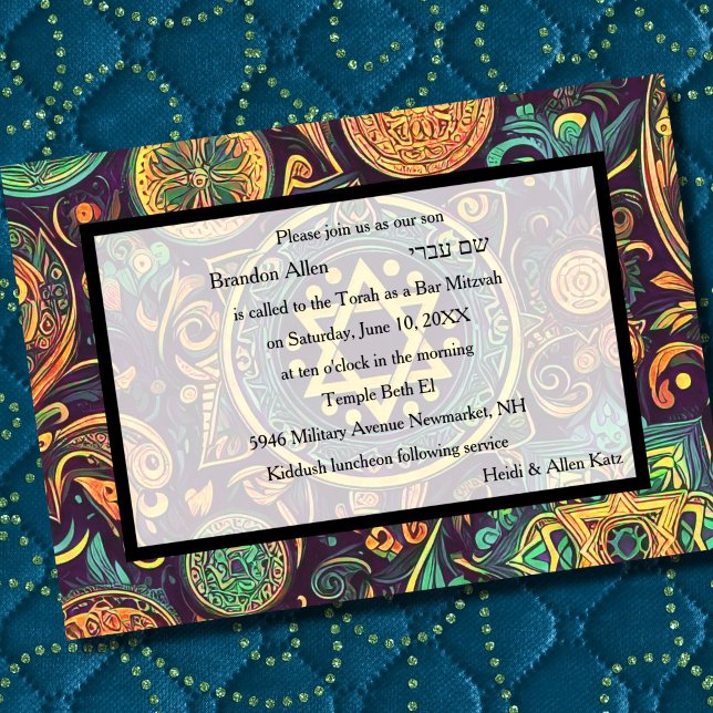 Invitation Bar Mitzvah Résumé Design coloré (Créateur téléchargé)