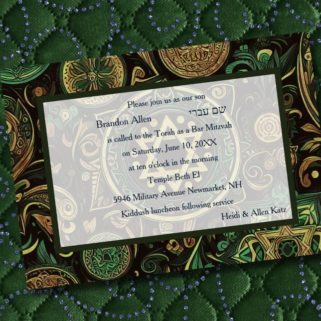 Invitation Bar Mitzvah Résumé Design Vert (Créateur téléchargé)
