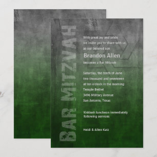 Invitation Bar Mitzvah Rogged Fade Green