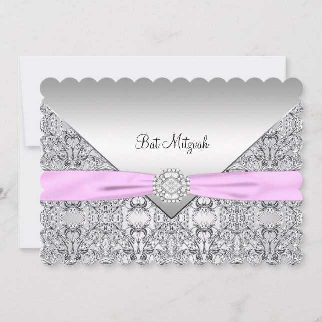 Invitation Bar Mitzvah Rose Fille (Devant)