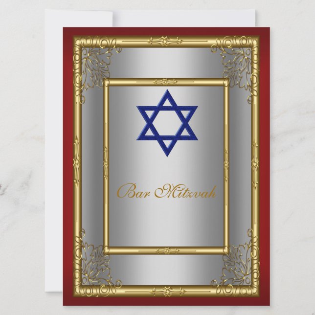 Invitation Bar Mitzvah Rouge argent (Dos)
