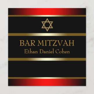Invitation Bar Mitzvah Rouge Noir Or