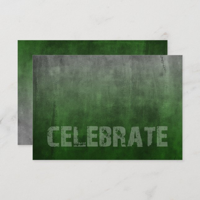Invitation Bar Mitzvah Rugged Fade Green Réception (Devant / Derrière)