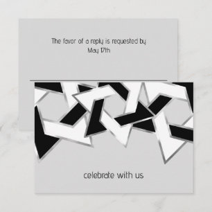 Invitation Bar Mitzvah Silver Black White Star de David