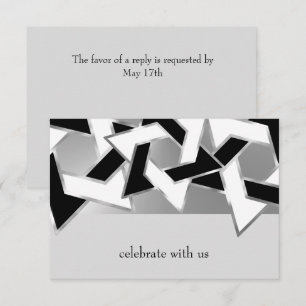 Invitation Bar Mitzvah Silver Black White Star de David