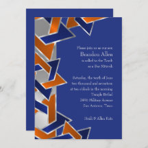 Bar Mitzvah Silver Blue Orange Star de David