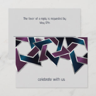 Invitation Bar Mitzvah Silver Teal Purple Star of David