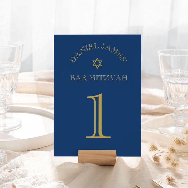 Invitation Bar Mitzvah Simplement Élégant Étoile Grand Numéro (Créateur téléchargé)