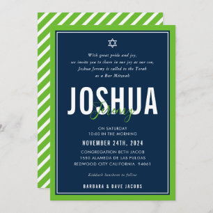 Invitation BAR MITZVAH sport moderne garçon nfl green marine