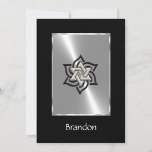Invitation Bar Mitzvah Star de David Black Silver