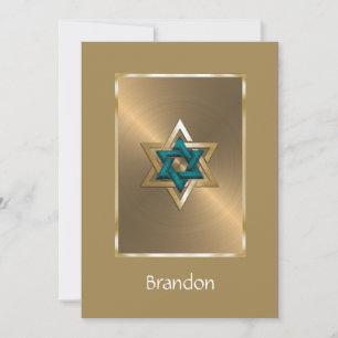 Invitation Bar Mitzvah Star de David Turquoise & B