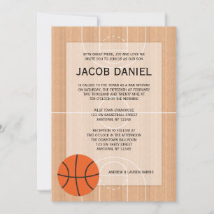 Invitation Bar Mitzvah sur le thème de basketball