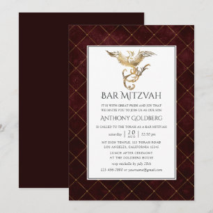 Invitation Bar Mitzvah sur le thème du dragon profond Bourgog