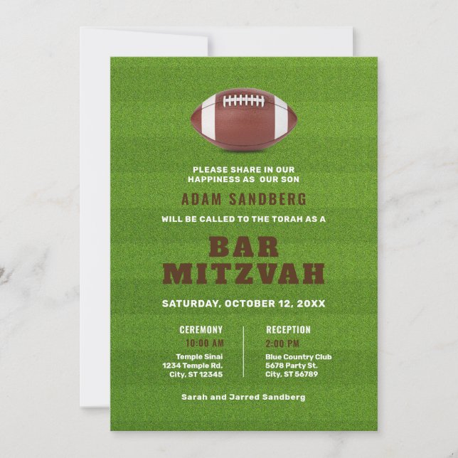 Invitation Bar Mitzvah sur le thème du football (Devant)