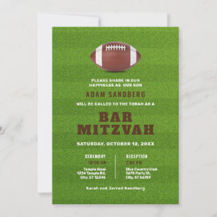 Invitation Bar Mitzvah sur le thème du football
