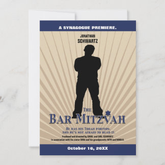 Invitation Bar Mitzvah Tan Navy